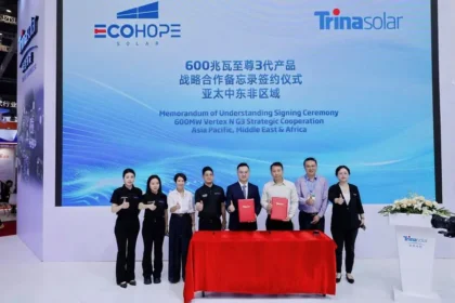Trinasolar and Ecohope Solar sign 600MW MoU to distribute latest Vertex G3 modules. Image Courtesy: Trinasolar