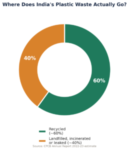 Estimated fate of India's annual plastic waste stream.